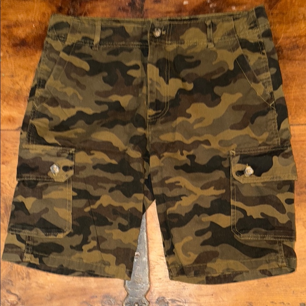 Ralph Lauren Double RL Green and Brown Cargo Shorts with Military Style